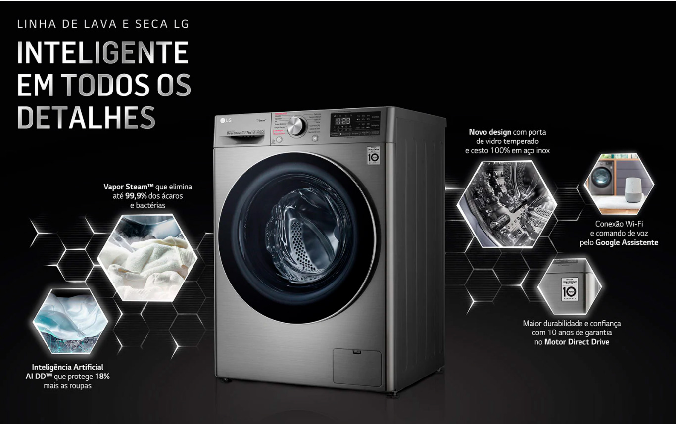 Lava e Seca LG Vivace VC4 11 Kg Aço Escovado 220V